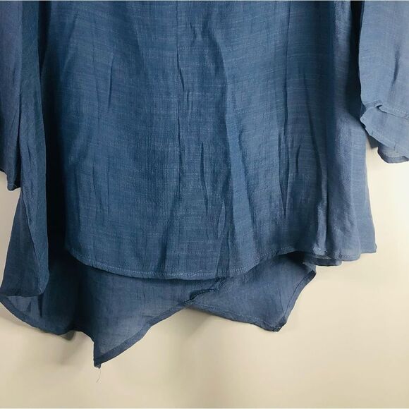 Tunic 3/4 Sleeve Blue M shark bite Loose Fit - Picture 4 of 10